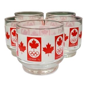 Vintage 1976 Canada Olympics Lowball/Rock Glasses - Set Of Five
